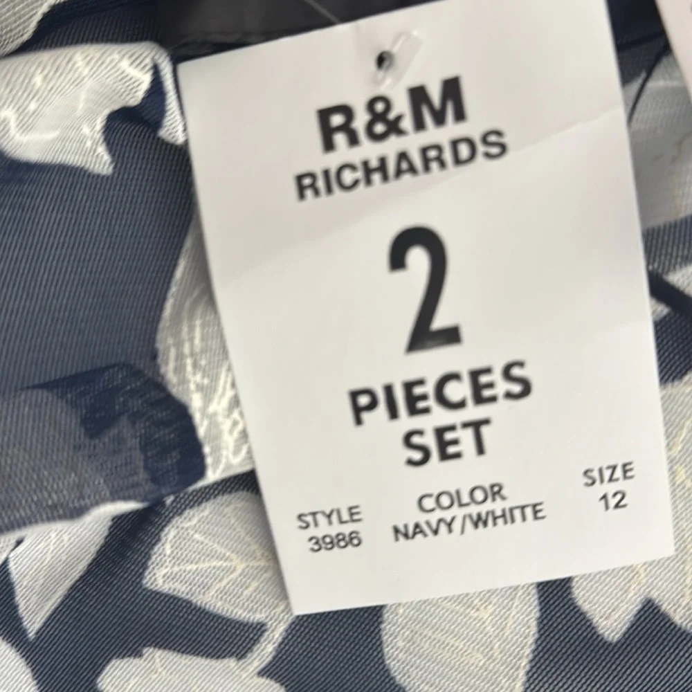 R&M Richards Navy White Dress & sheer Floral Jacket NWT 2 pieces Modest midi 
12 - Picture 8 of 15
